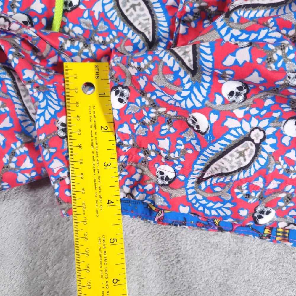 Robert Graham Swim Trunks Men 36 Red Paisley Skull‎ Classic Fit Lined Shorts 4